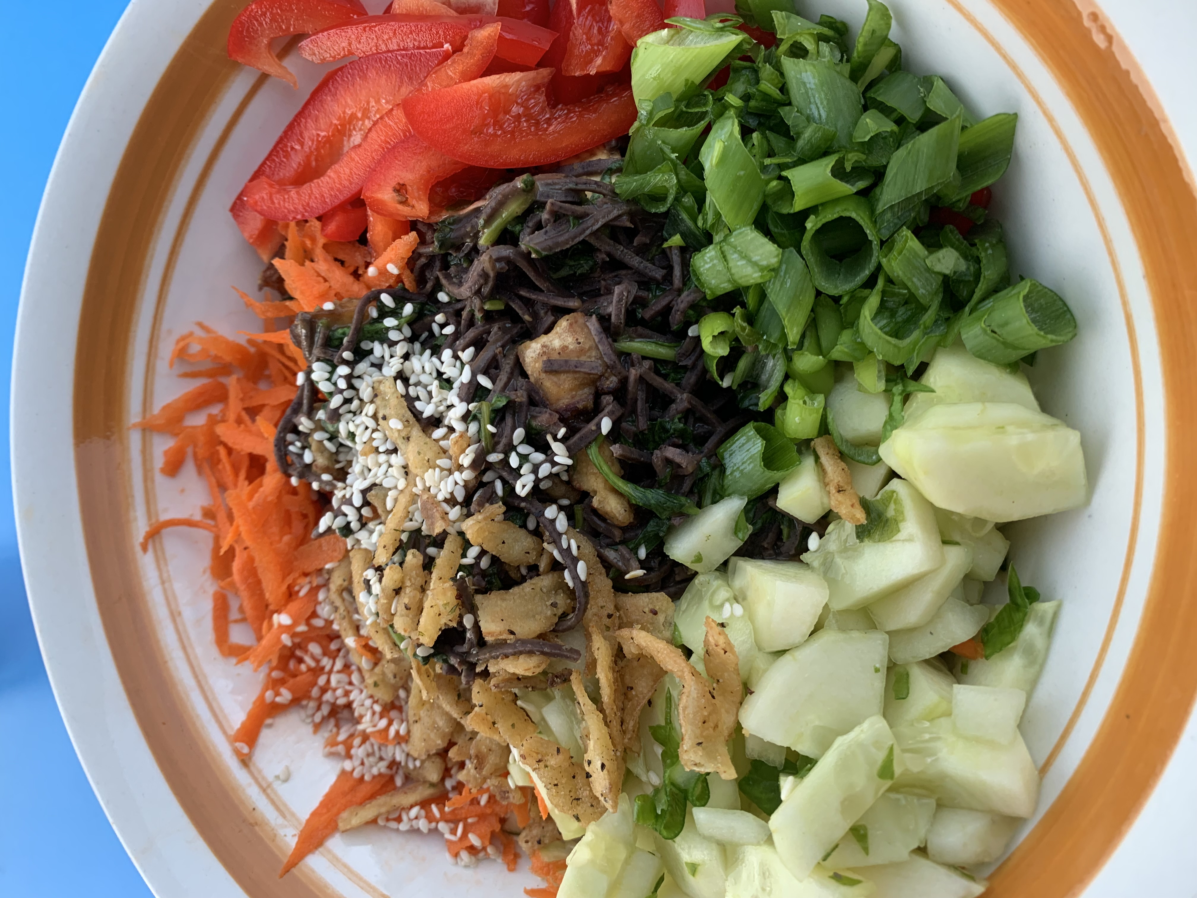 Soba noodle bowl with sesame and scallion